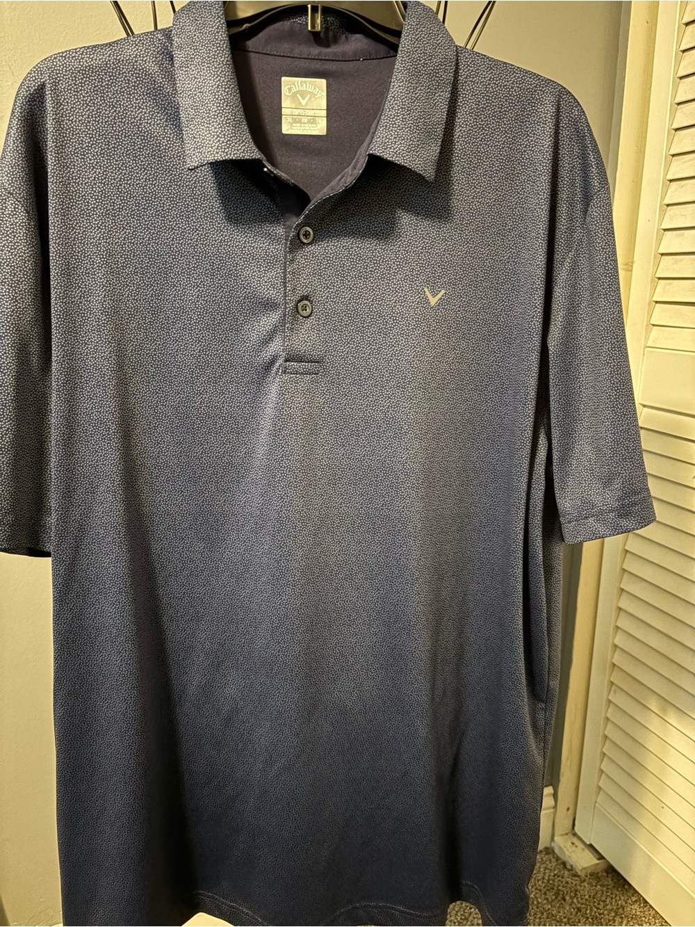 Callaway Navy Micro-Print Short Sleeve Polo
